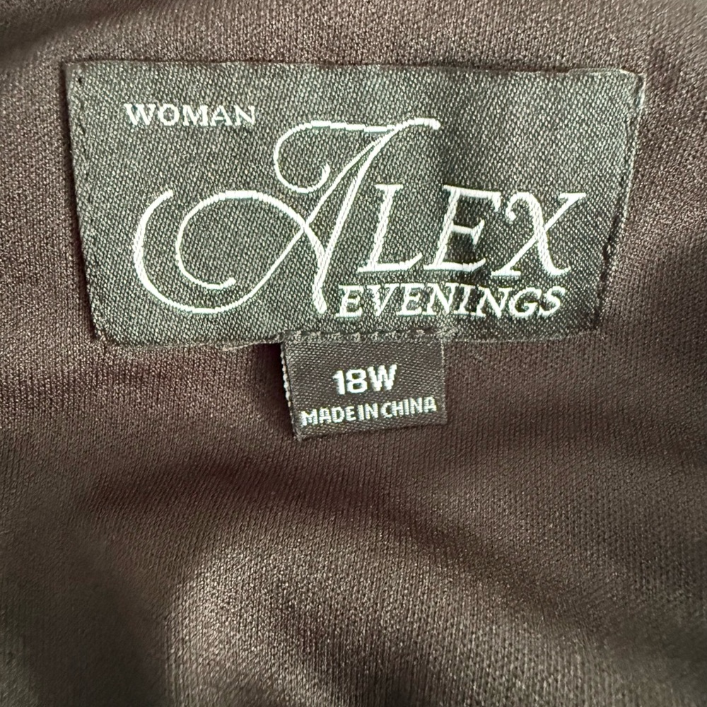 Alex Evenings Black Side Ruched Long Dress 18W with Embellished Silver Neckline - Picture 4 of 10